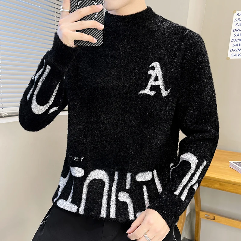 Odzież męska Bluza męska Casualowe swetry Męski sweter dla mężczyzn Wiosenna odzież uliczna Dzianina Jesienna moda Męska ciepła jednolita