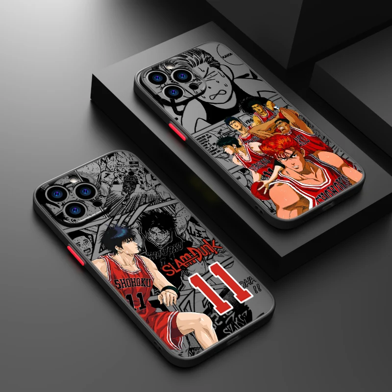 Slam Dunk Anime For Apple iPhone 15 14 13 12 mini 11 XS XR X 8 7 Pro Max Plus TPU Frosted Translucent Phone Case