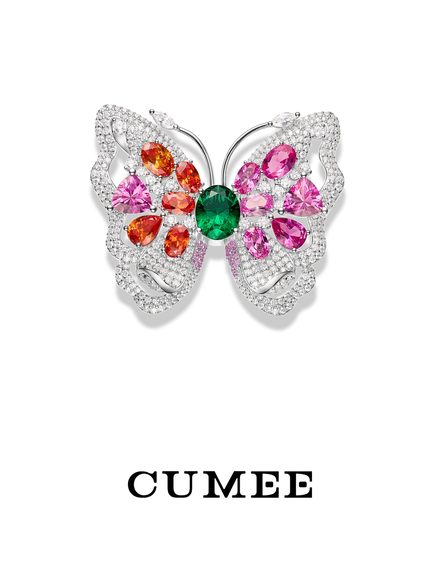 

CUMEE Gemstone Brooch for Women Butterfly Cultured Synthetic Gemstone 925 Silver Gold-plated Anniversary
