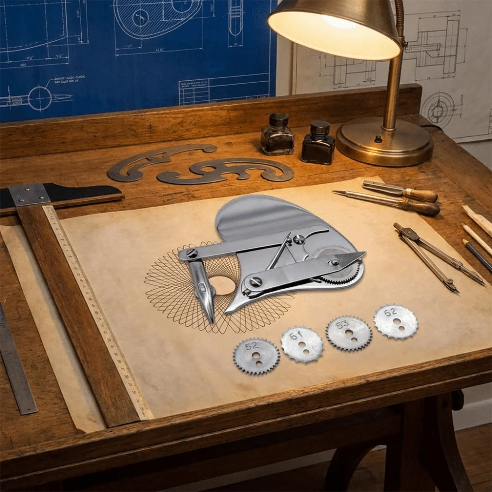 Vintage Precision Ruling Pen Set Solid Alloy Material Interchangeable Wheels Drawing Tool Four Specifications