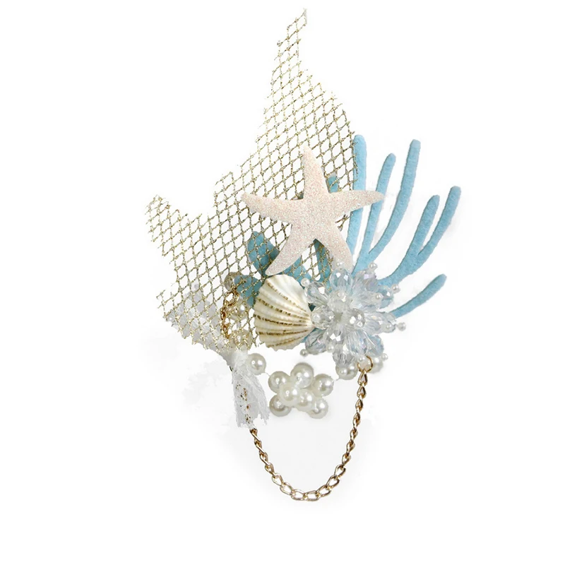 Accesorios para el Cabello con Temática de Sirena, Decoración de Conchas de Cristal Artificial, Estrellas de Mar y Coral, Perfectos para la Playa y Decoración de Fiestas