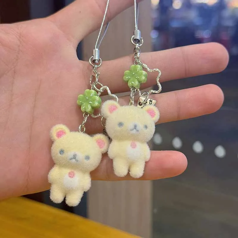 Rilakkuma Handykette, niedlicher beflockter kleiner Bär, Schlüsselanhänger, Cartoon-Harz, Tiere, Charms, Mädchen-Schlüsselanhänger, Cosplay-Geschenk – Detail 2