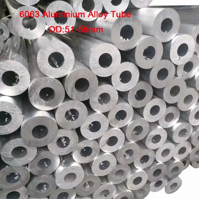 1Pcs Length 200mm 6063 Aluminium Alloy Tube OD 51mm - 58mm Metallic Conduit Hollow Round Aluminum Pipe ID 35/38/40/44/45/50mm