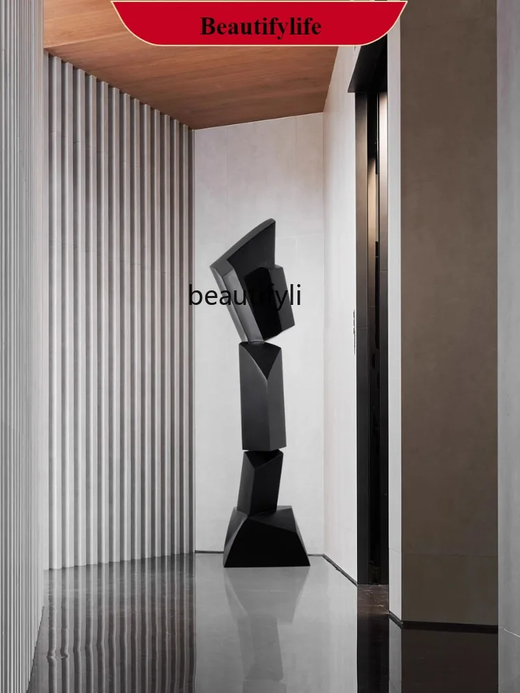 

F132 Hotel Lobby Creative Abstract Wood Carving Floor Ornaments Sales Office Solid Wood Sculpture Artwork Large Soft Decoration