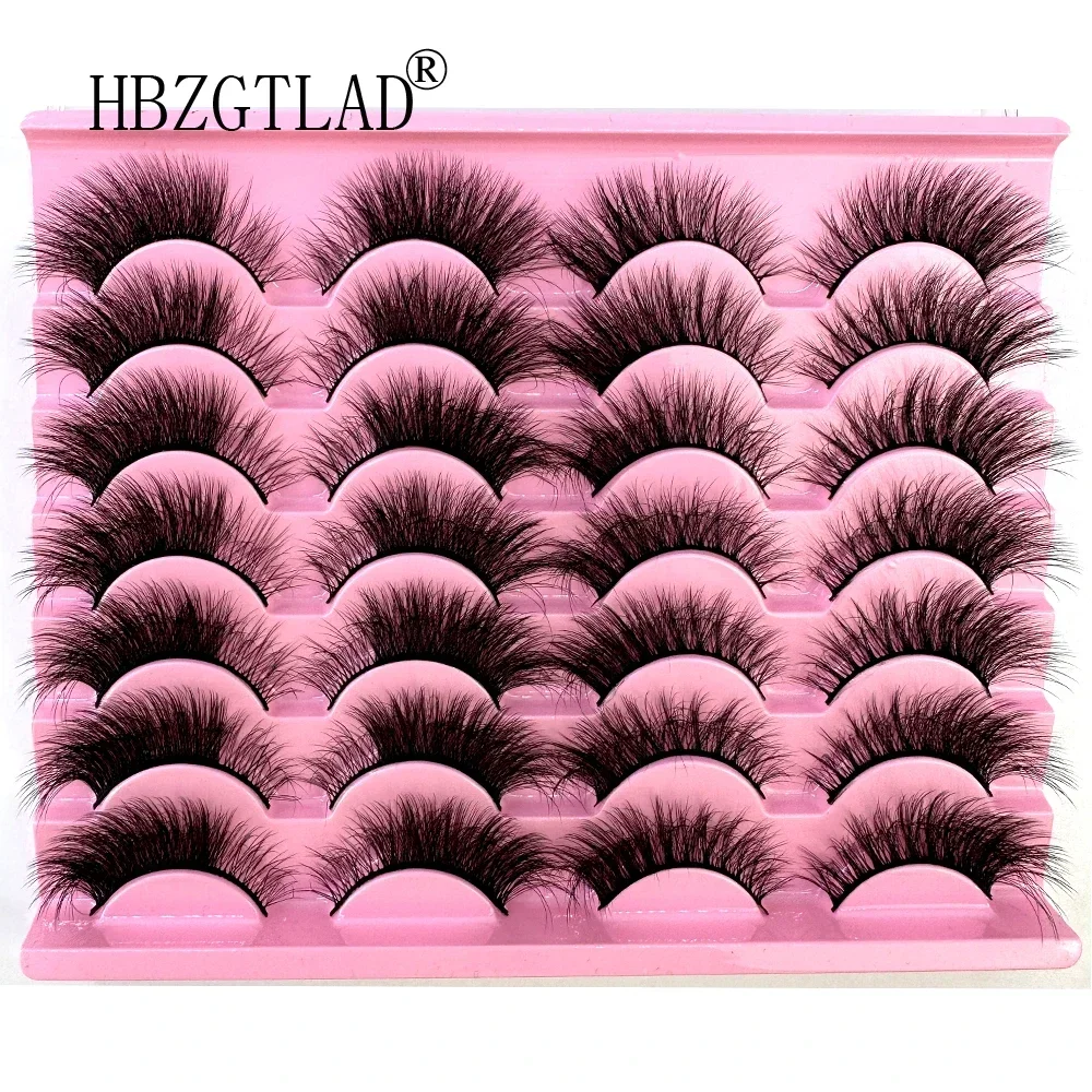 AMSDCN 14 Paar volle künstliche Wimpern, voluminös, ultra-dicht, flauschig, natürlich, bionisch, aus Kunstfell, 3D-Stil mit konischem Schwanz
