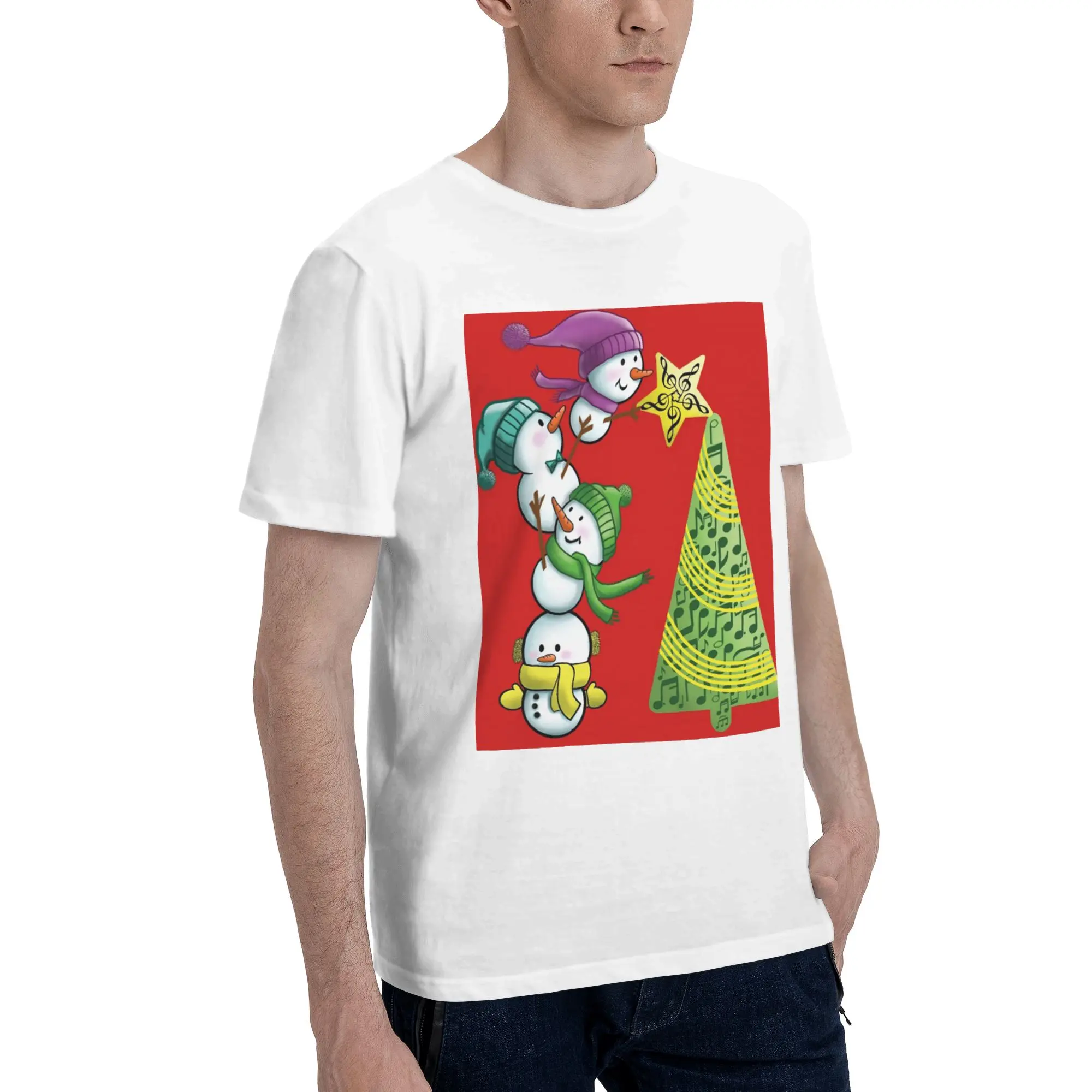 

Музыкальная рождественская мужская футболка больших размеров, мужские хлопковые футболки с круглым вырезом, короткие летние мужские футболки