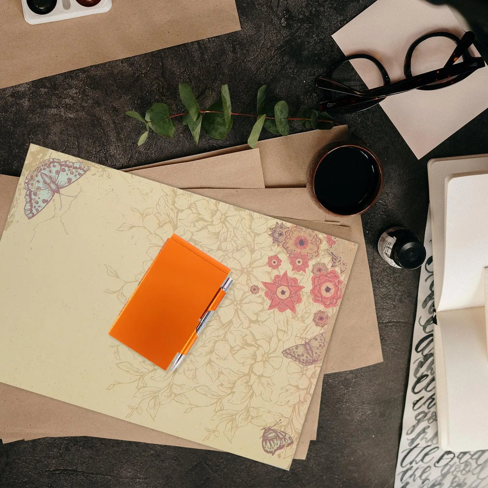 Creative Notebook Metal Notepad with Pen Holder Office Small Tearable Memo Tabs The