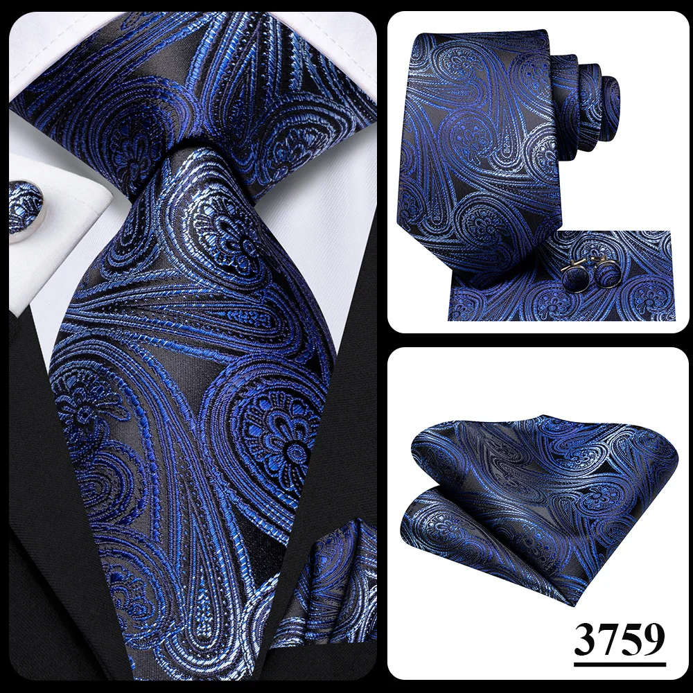 Herrenmode Einfarbiges Grün-Blaues Krawatten-, Taschentuch- und Manschettenknopf-Set für Smoking-Accessoires Klassische Luxus-Seidenkrawatte als Geschenk für Männer – Detail 38