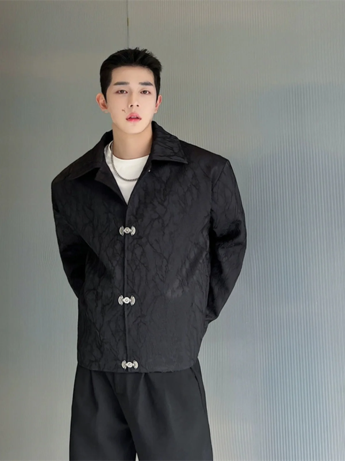 Loose Fit getextureerde stof Jaet Heren ort Sle Veelzijdige binnenkleding Jeugdige trendy lente herfst winter bovenkleding