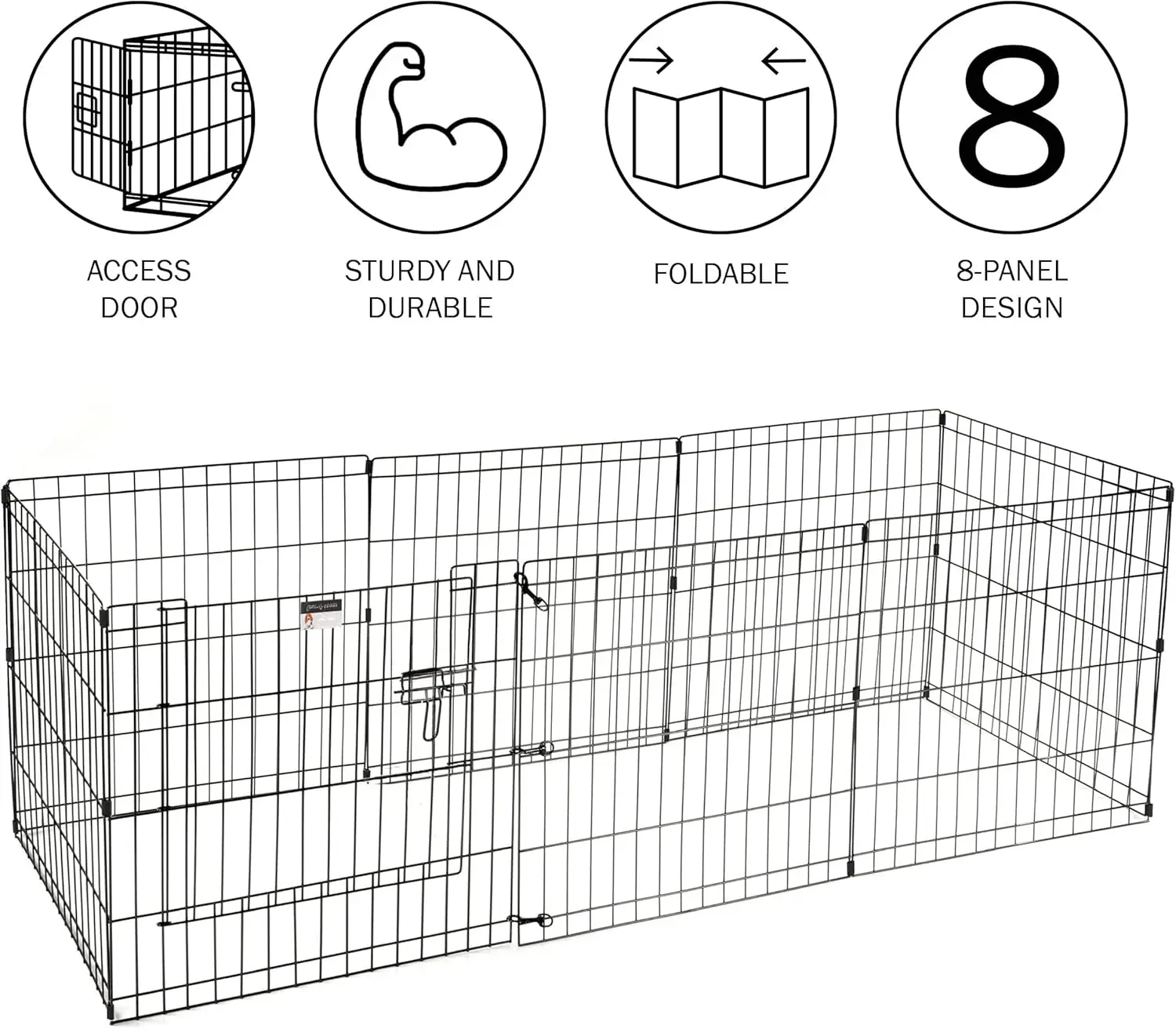 Foldable Metal Pet Playpen - 8 Panels Indoor/Outdoor Exercise Enclosure for Dogs Cats Small Animals