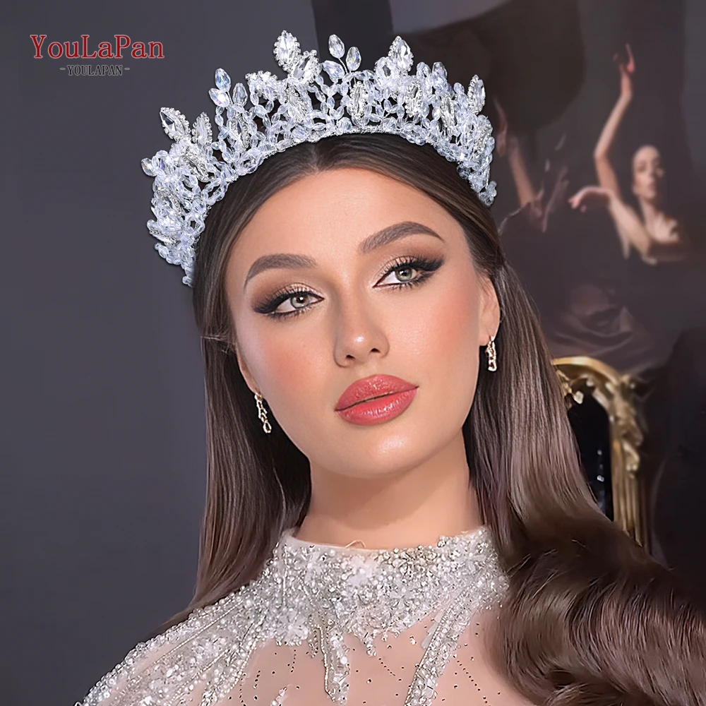 

YouLaPan Trendy Crystal Bridal Crown Headband Wedding Hair Accessories for Women Headdress Party Jewelry Bride Headpiece HP825