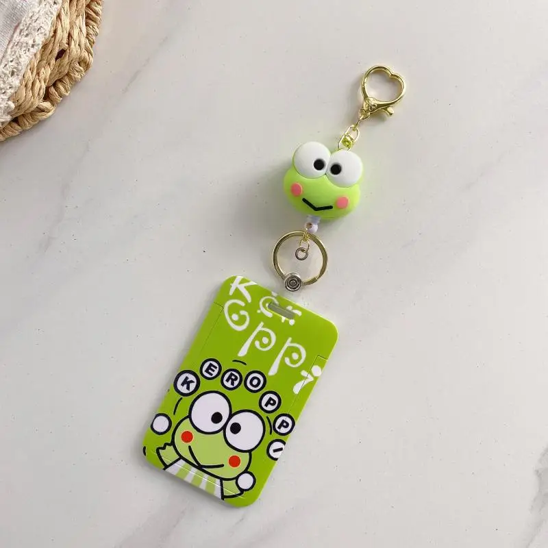 Kawaii Sanrio Hello Kitty Keroppi Card Holders Keychain Pendant Id Card Door Badge Card Case Ins Cartoon Birthday Gift For Girls