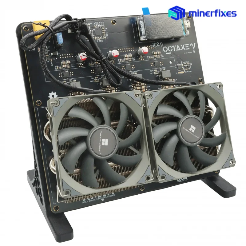 100% جديد Bitaxe NerdOCTAxe Dual Fans تبريد الهواء 9.6Th/s 150W Mini Bitcoin BCH Asic آلة التعدين مع PSU nerdaxe minerfixes
