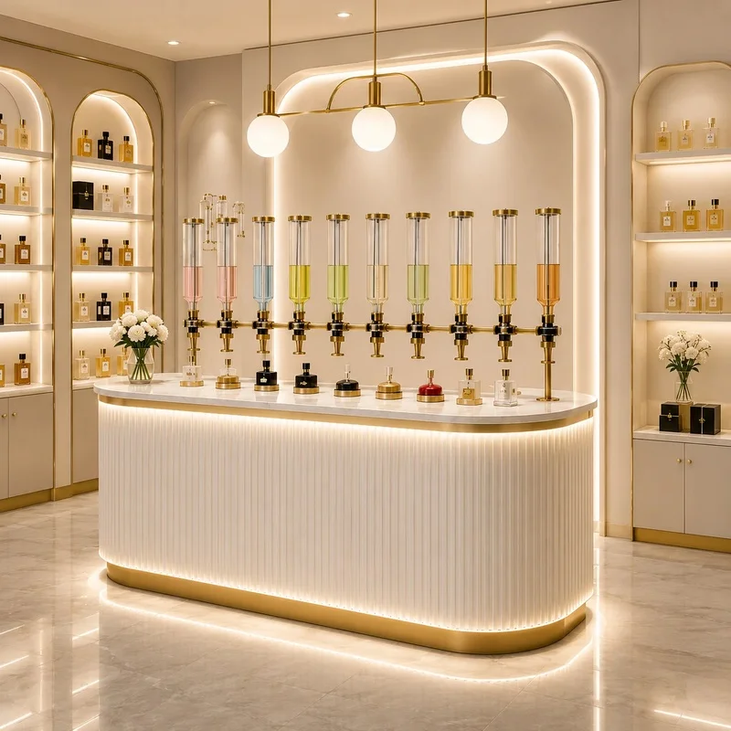 custom.Custom Illuminated Fragrance Perfume Store Display Cabinet High-End Perfume Shop Showcase Furniture Perfume Shop Design
