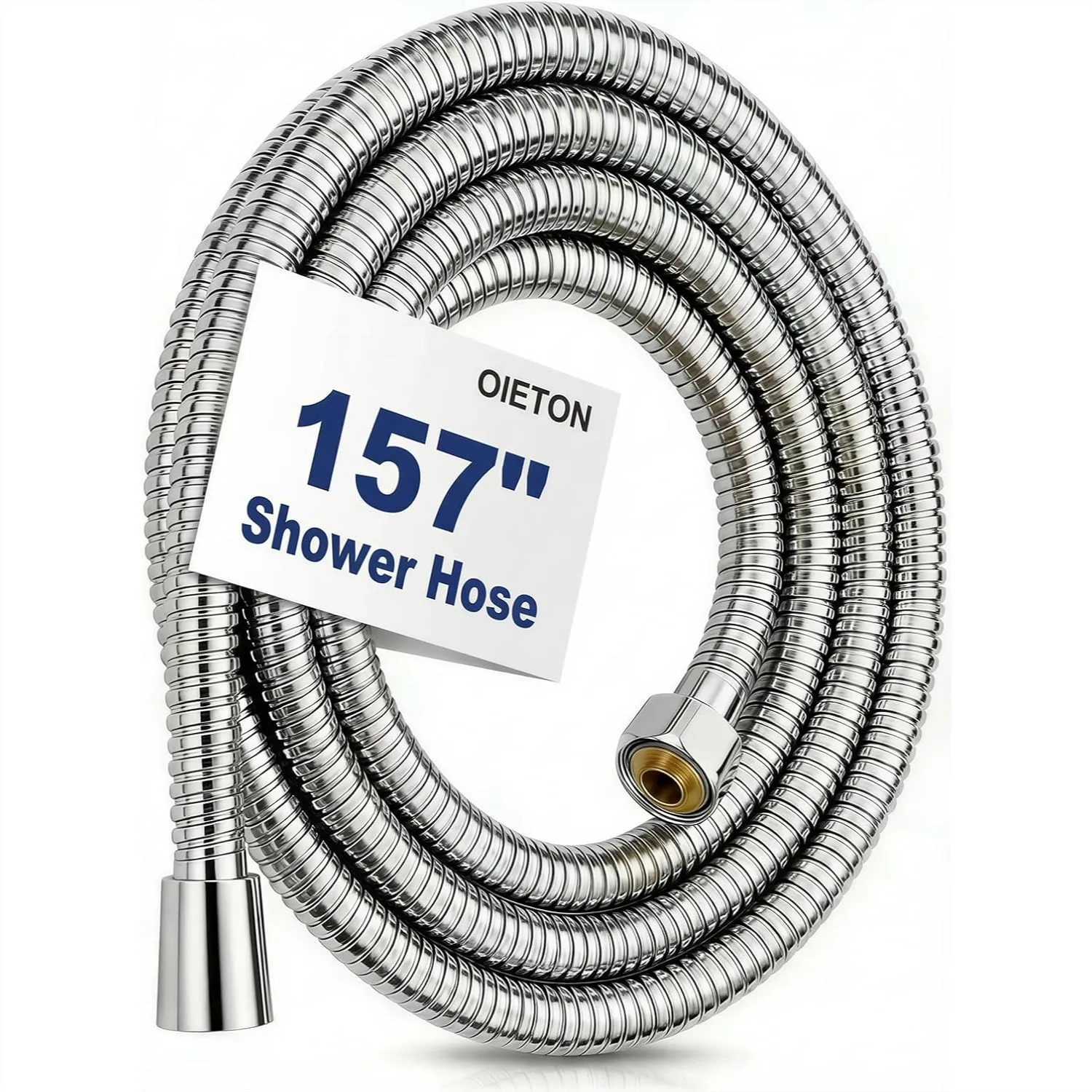 

Extra Long 157in Flexible Stainless Steel Shower Hose with Brass Connectors, Kink-Free Handheld Shower Head Hose