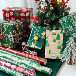 6 Pcs 50x70cm Red Green Per Roll Xmas Wrapping Paper Sheet Package for Merry Christmas Holiday Gift Wrap Craft Paper Decor Gifts