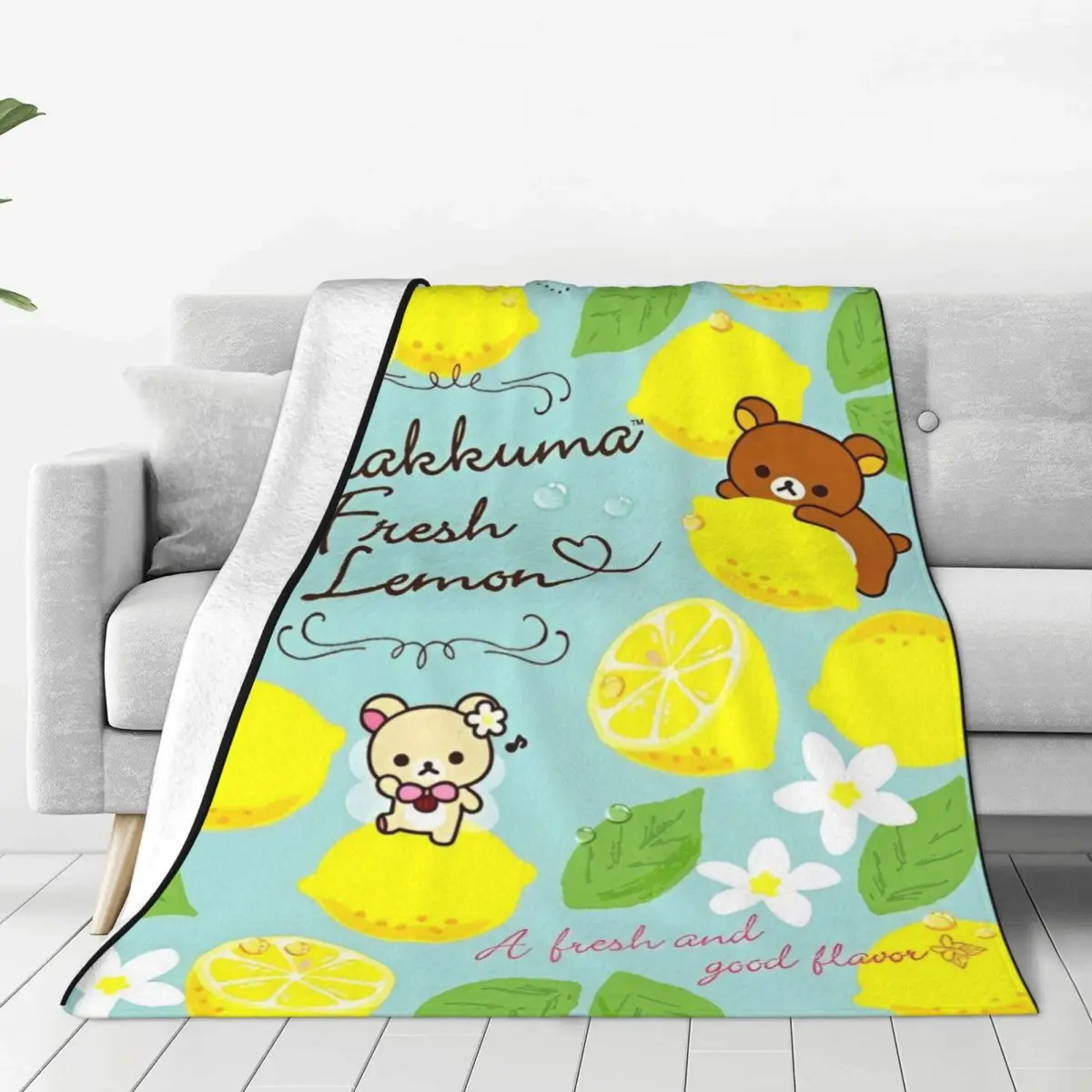 Rilakkuma Cartoon Soft Warm Blankets Picnic Plush Throw Blanket Comfortable Outdoor Flannel Bedspread Sofa Bed Cover