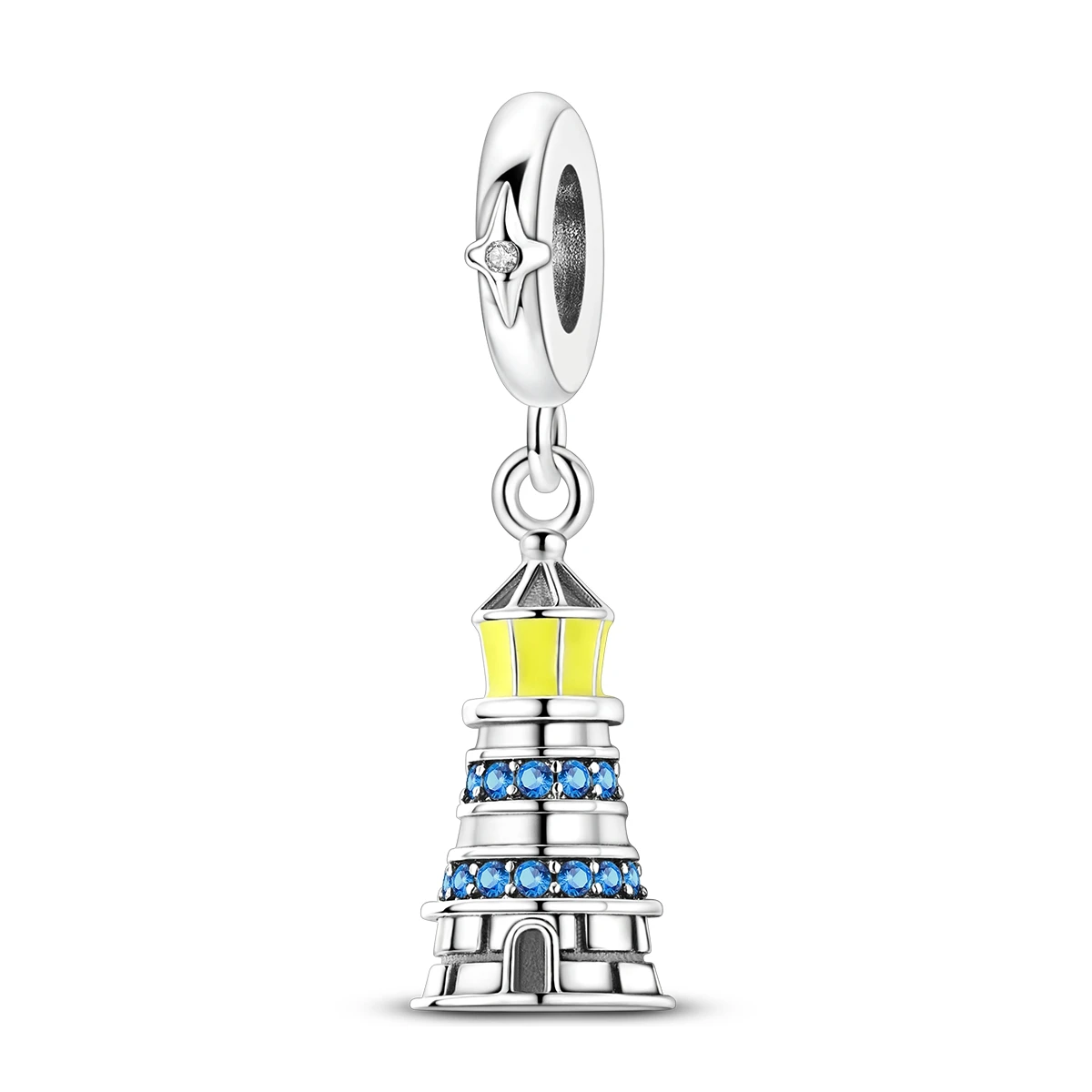 Charm 925 Sterling Silver Luminous Lighthouse Pendant Fit Bracelet Bead Diy for Lady Fashion Jewelry