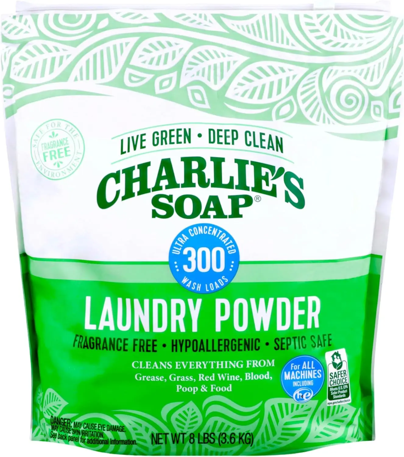 

Charlie’s Soap Hypoallergenic Laundry Detergent Powder Baby Gentle 8lb Bag Fragrance Free Plant Based Deep Cleaning – Biodegrada