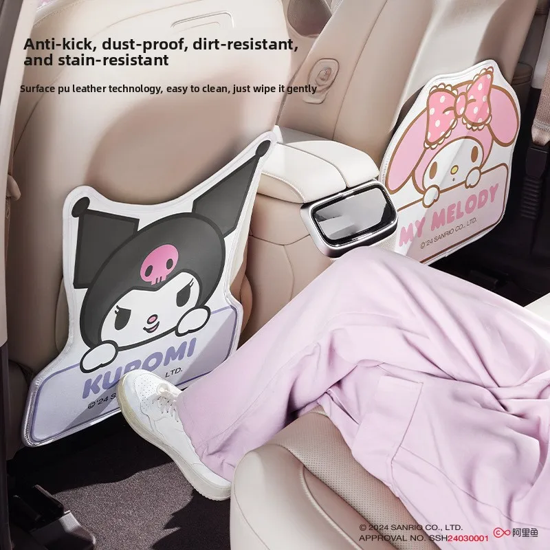 

Sanrio Car Anti-kick Pad Interior Pu Leather Auto Seat Back Protector Pads Anti Scratch Back Seat Organizer Car Accessories