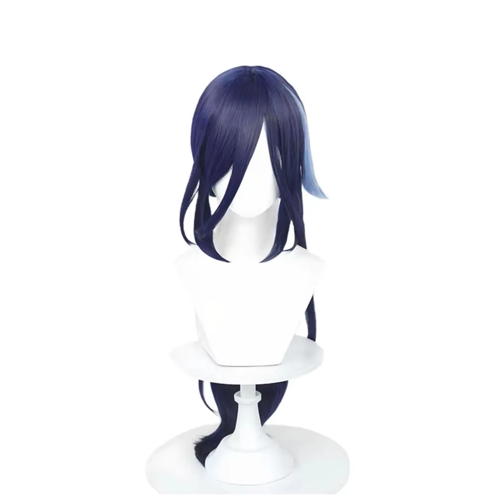 Genshin تأثير الشعر الاصطناعي Clorinde ، طويل ، أزرق غامق ، لعب الأدوار أنيمي ، شعر مستعار تأثيري ، الدعائم