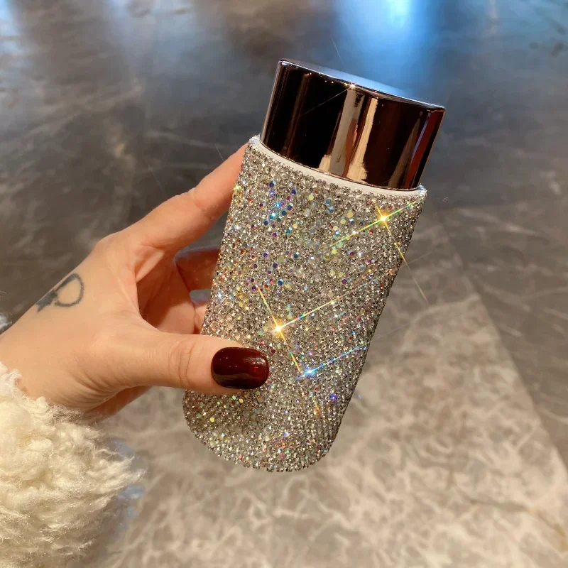 Bling Portable Thermos Cup with Tea Infuser Rhinestone Tumbler Crystal Gift Car Coffee Mug Mini Stainless Steel Water Bottles view 2