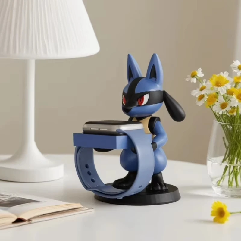 New Lucario Watch Charging Stand Anime Lucario Iwatch S10 Apple Charger Bracket Fashionable Desktop Decoration Model Ornament