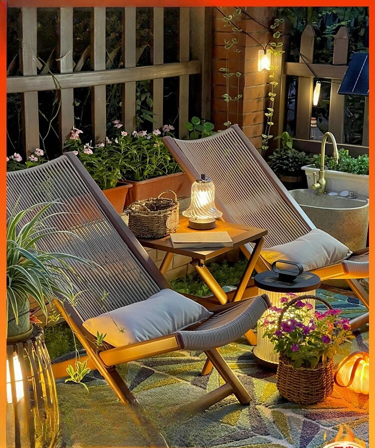 

recliner balcony small table and chairs home leisure chair new Chinese rattan chair garden sofa chair