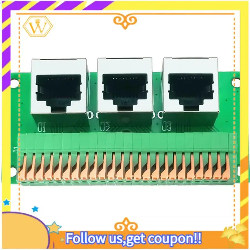 

A01K-4X Женская коммутационная плата RJ45, беспаечный разъем RJ45 на 8-контактный быстрый пружинный разъем, трехходовой гнездовой разъем RJ45