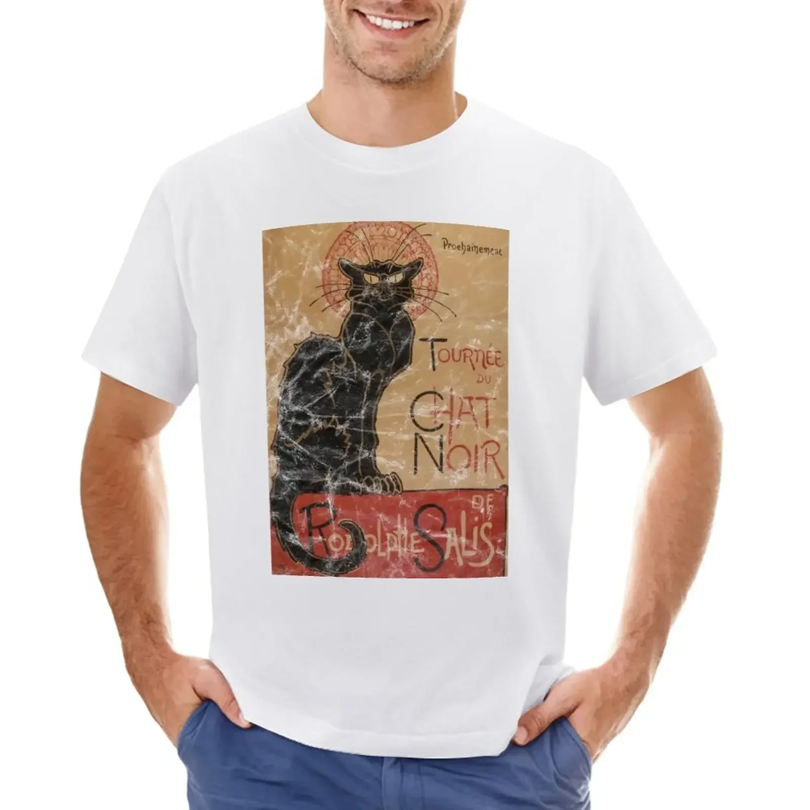 oversizeds sublime mens champion t shirts vintage t shirt La tournée du Chat Noir Iconic Art Nouveau Distressed Look TShirt man