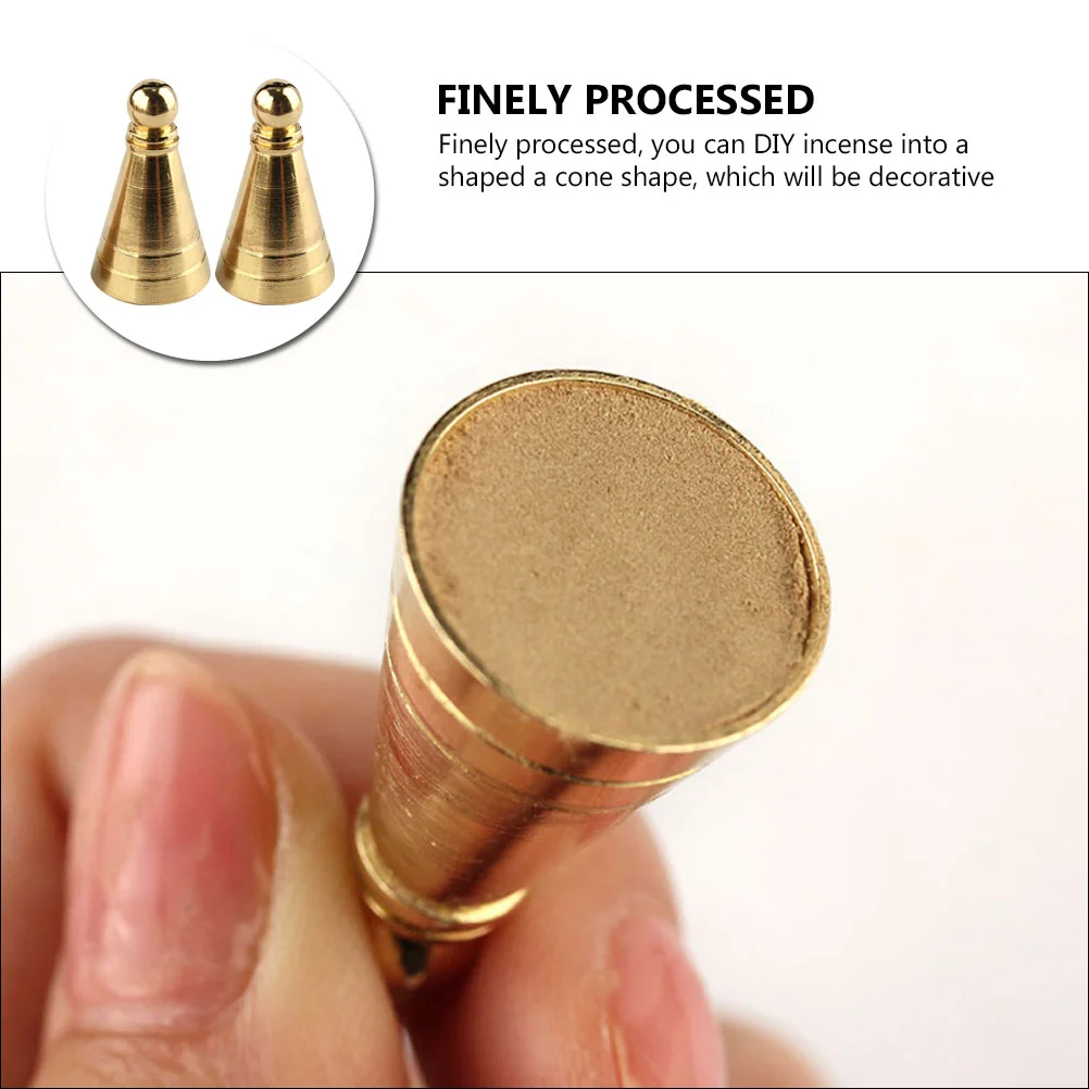 2 Pcs Brass Tower Incense Mold Agarwood Powder Making Seal Cone Tool Holder Tools DIY Burner Office