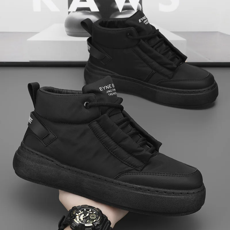 Down Cloth Casual Sneaker Shoes for Men Winter Warm Leisure Sports Leisure Men\'s Loafers Non-Slip Fashion High-top Men Shoes