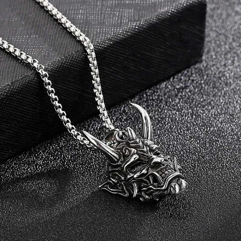 BIOSSANCE New Fashion Exquisite Ghost Warrior Prajna Mask Pendant Necklace For Men And Women Jewelry Accessories Wholesale