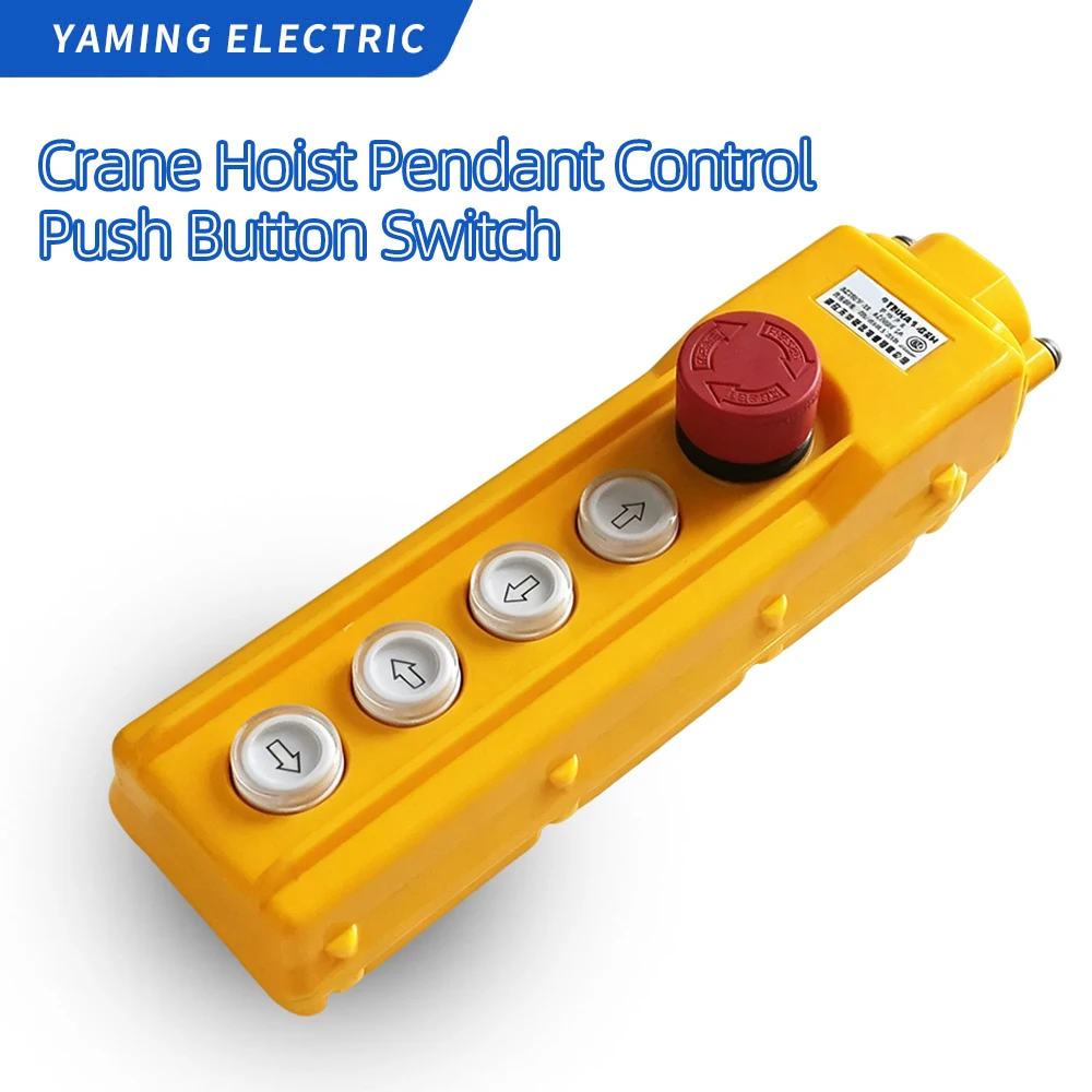 Waterproof Rainproof Electric Hoist Control Box Crane Pendant Push Button Switch With Emergency Stop for Overhead Crane Lift