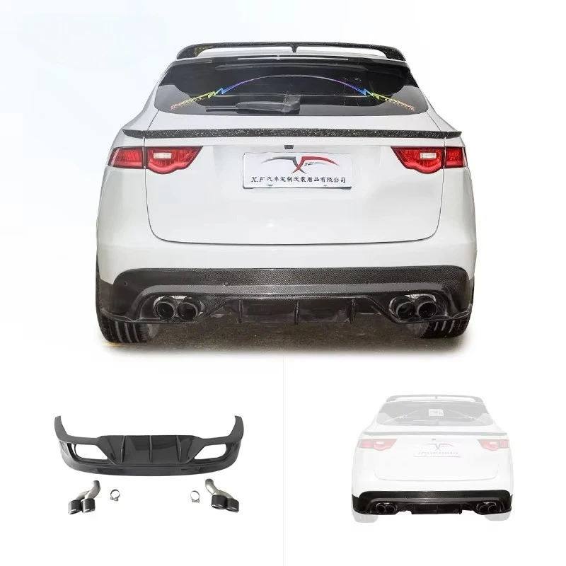 

Car Bumper Modified Carbon Fiber Rear Diffuser&exhaust Pipe Suitable for 2016-2020 Jaguar F-PACE Rear Bumper Decorative Parts