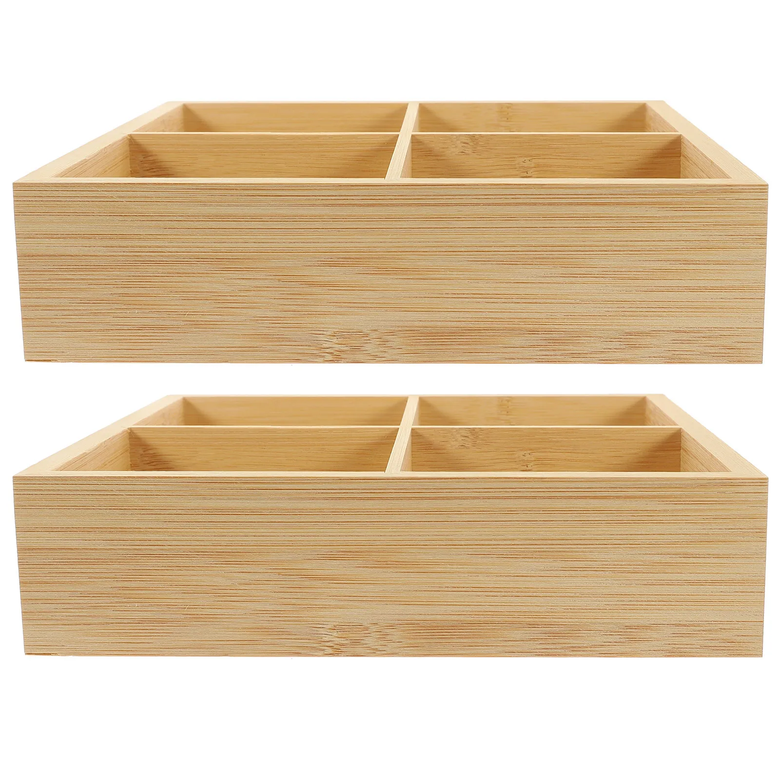 

2Pcs Wooden 4-Compartment Snack Holder Dry Fruit Candy Storage Box Party Serving Tray Dry Fruit Case Wood Serving Tray