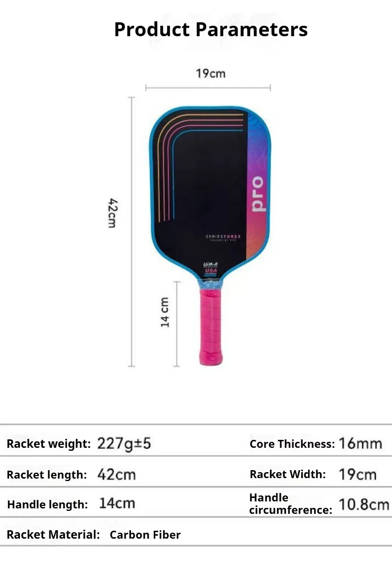 SONGYI Pro Pickleball Paddle Termoformowana powierzchnia z włókna węglowego T700 16mm Gen 3 Core Premium Pickleball Racket USAPA Approved