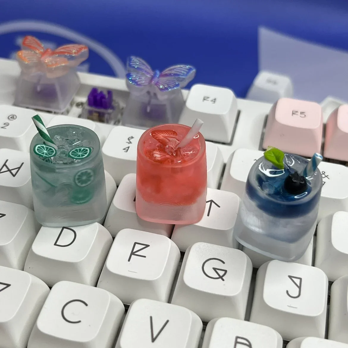 الإبداعية الليمون الشاي Keycap عنبية الفراولة لوحة المفاتيح الميكانيكية مفتاح الكرز الصليب رمح الفاكهة متجمد شفافة Keycap