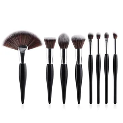 8 pcs/set makeup brush kit soft synthetic head wood handle brushes fan flat brush set for women eyeshadow facial make up