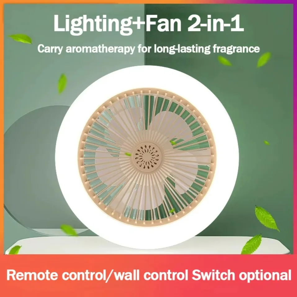 2 In 1 Energy Saving Remote Control Ceiling Fan Lamp Infinitely Dimmable E27 Base Bottom Noise Mute LED Decorative Light