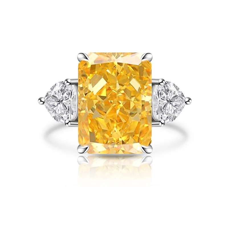 Glänzender farbiger Zirkon-Ring aus 925er-Sterlingsilber mit Eisblumenschliff und großem Karat. Wunderschöner, eleganter Damenring – Detail 7