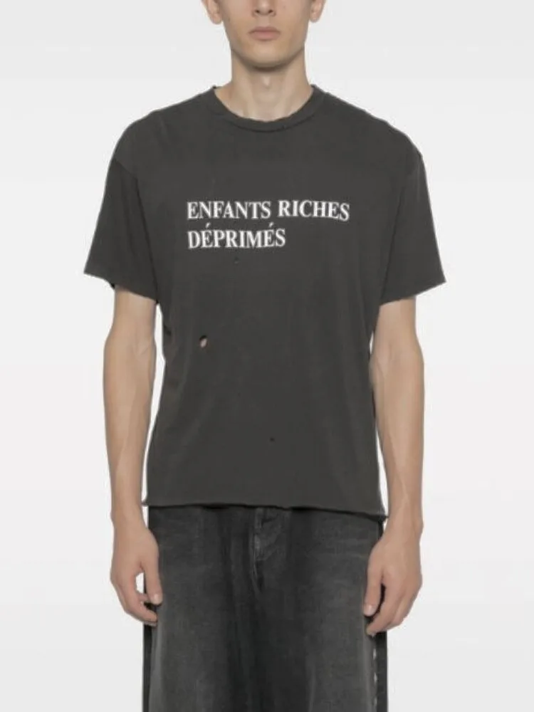 

ERD Classic Logo Basic Letter Destroyed ort Sve T-irt ex Loose Casual Faion High Street Trend Cotton Tee