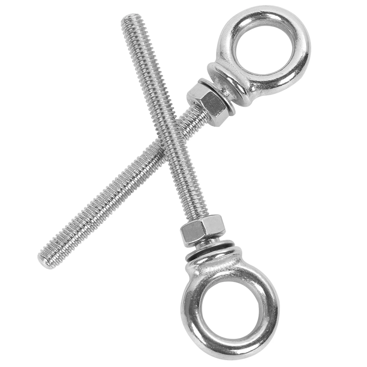 

2pcs StainlessSteelHoistBolts HeavyDuty Hooks FasteningRingScrews IdealBoatsDocks LongLiftingEyeBolt NutWasher Hardware