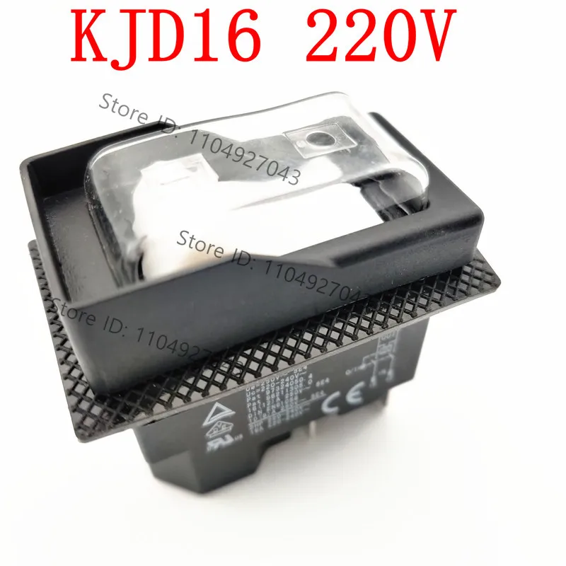 2pcs KJD16 220V 4Pins Electromagnetic Push Button Switch On Off Switches With Overload Protection For Electric Power Tools