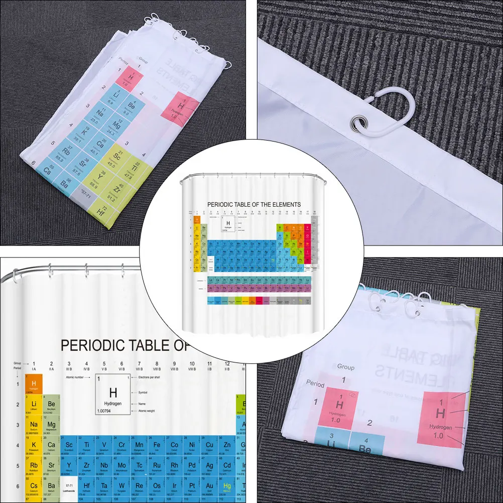 

Bathroom Curtain Waterproof 150X180Cm Opaque Shower Curtain For Bathtub Periodic Table Pattern Creative Bath Decor