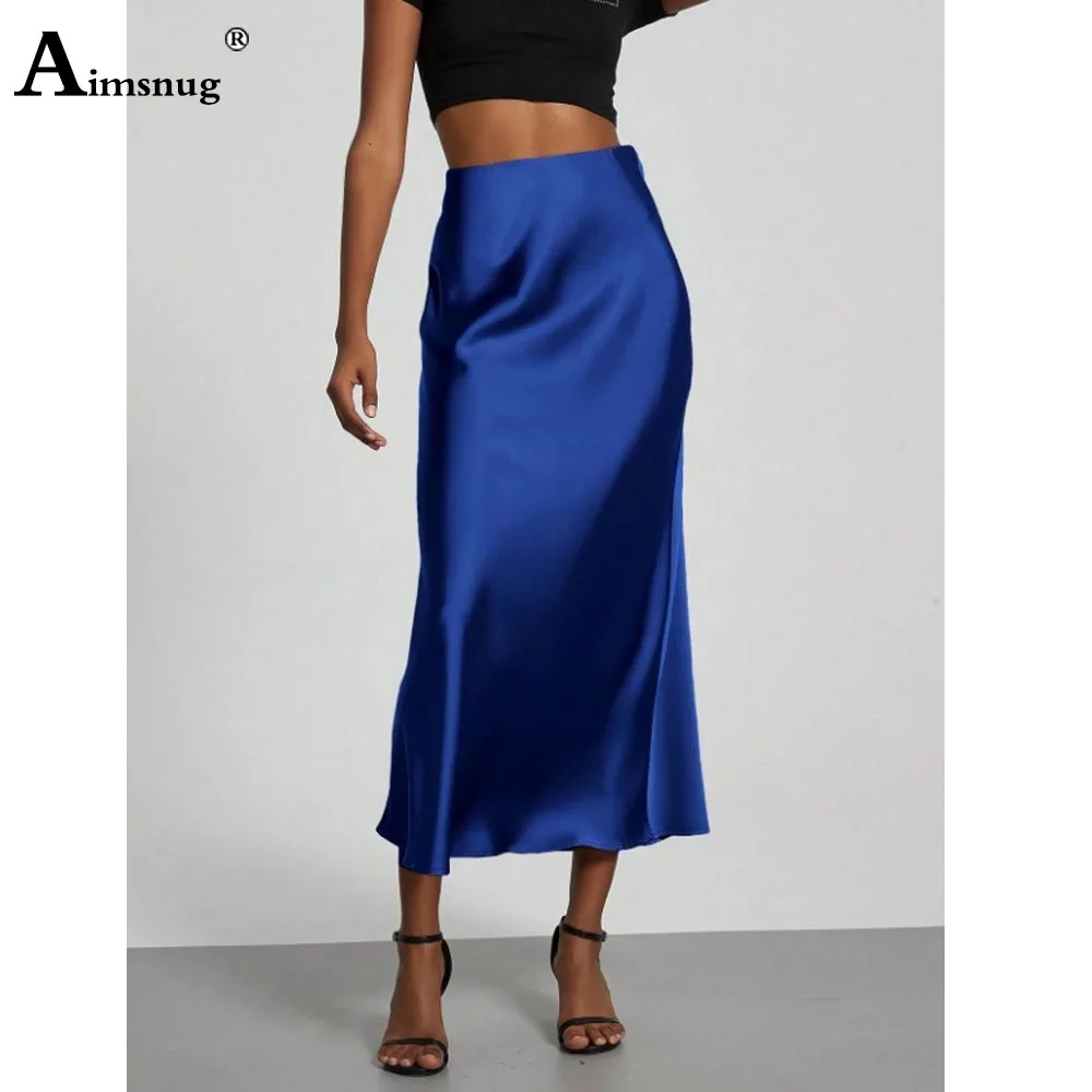 2025, europäischen Luxus Imitation Seide Rock Kleider Frauen Elegante Formale Party Lange Röcke Weibliche High Cut Rock Maxi Böden Neue