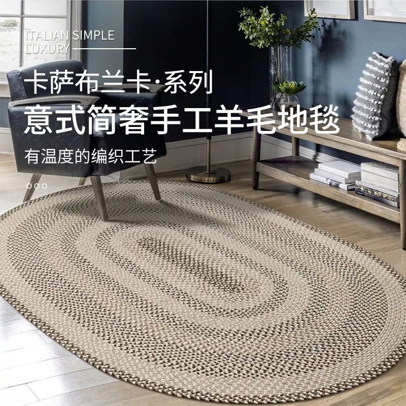 

Шерстяной ковер ручной работы, диван для гостиной, коврик для журнального столика, простой и легкий роскошный домашний спальный ковер.