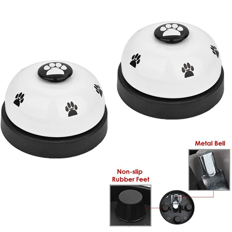 Pet Bell, 2 Pack Metal Bell Dog Training With Non Skid Rubber Bottoms Dog Doorbell For Potty Training Clear Ring Pet Tool Commun