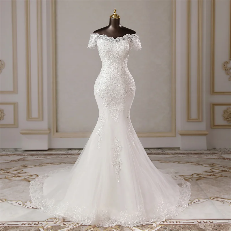 

Sexy sweetheart style mermaid wedding dress short sleeve Party dress vestidos de novia Women's dress free shipping Bride dresses
