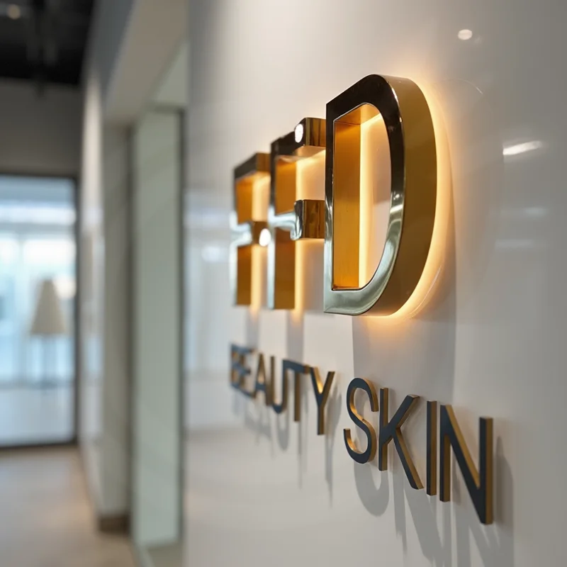 カスタムLED 3Dバックライトメタルレター照明付き屋外ビジネスストアフロント防水広告看板